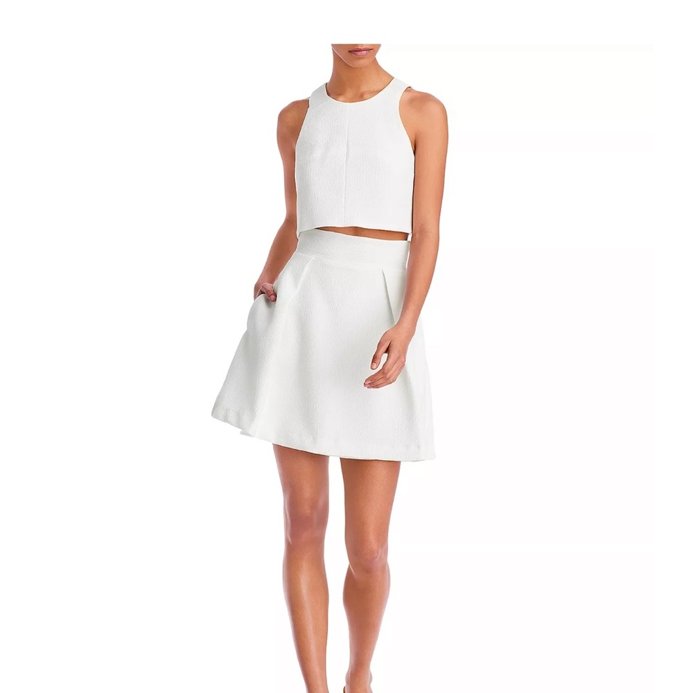 Black Halo Crop Top and Skirt Set White Size 2